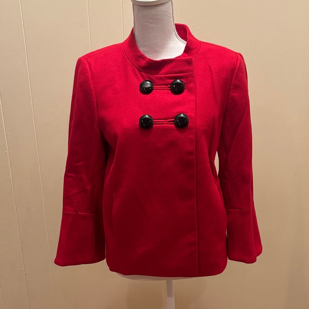 LOFT Red Blazer with Black Buttons